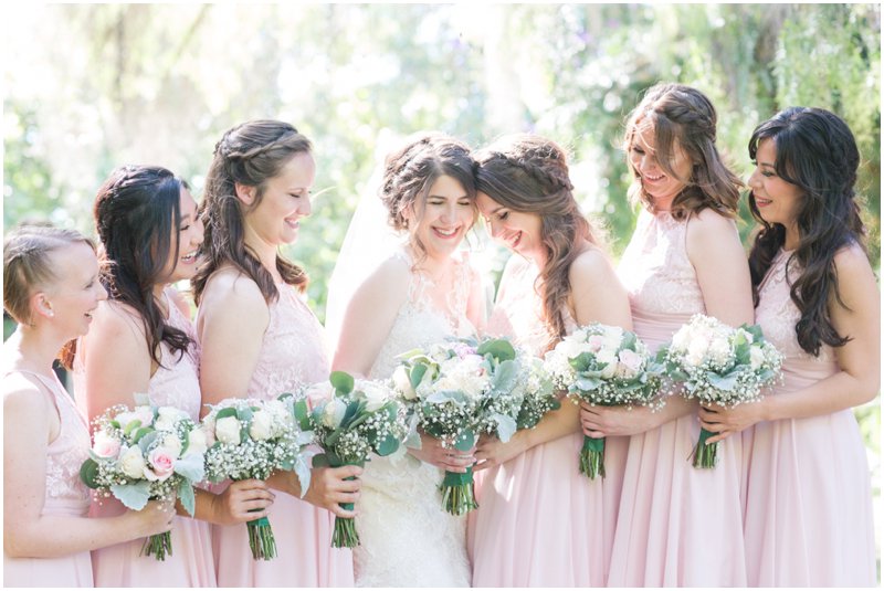 bridesmaids and birde holding bouquets Green Gables Estate weddings Carrie Mcguire photography Temecula San Diego wedding photographer Temecula winery photographer wedding Temecula wedding photographer Carrie Mcguire photography romantic San Diego garden estate