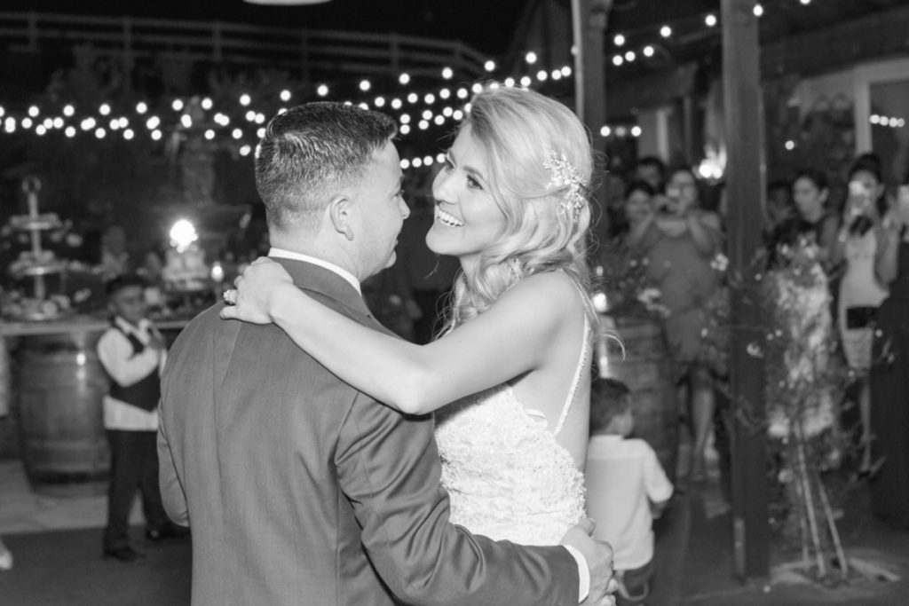 bride and groom first dance Forever and always Farm Johnathan and Bernice Temecula wedding photographer Carrie McGuire Photography