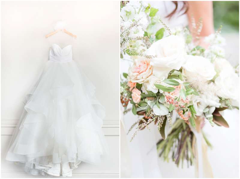 Carrie McGuire photography Temecula photographer Wedding gown hanging and bridal bouquet Tucson Arizona Wedding photographers