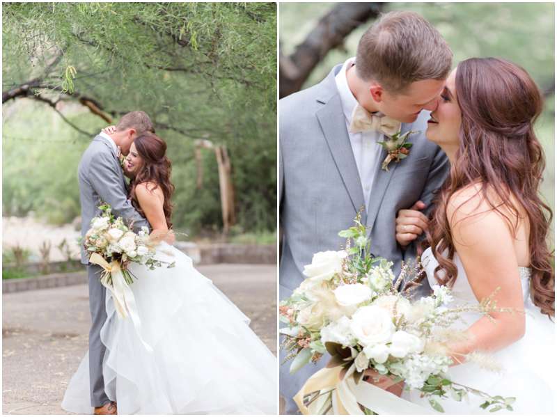 Carrie McGuire photography Temecula photographer Bride and groom embracing and kissing Tucson Arizona Wedding photographers