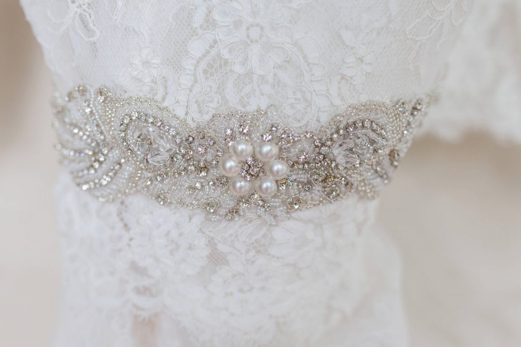 lace wedding dress with details and beads Carrie McGuire Photography Temecula Wedding Photography Ponte Inn and Winery 