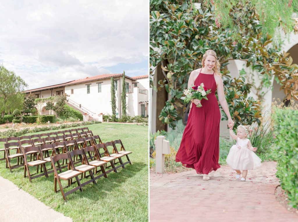 ceremony seating bridesmaid and flower girl Carrie McGuire Photography Temecula Wedding Photography Ponte Inn and Winery 