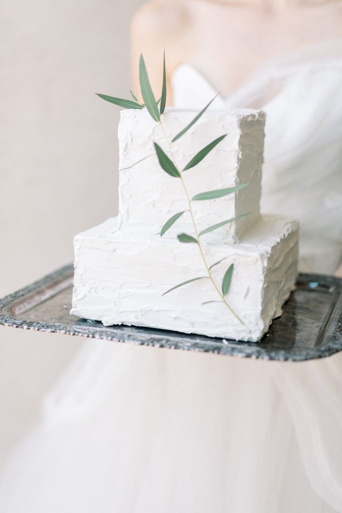 Fine art simple wedding cake at ponte winery