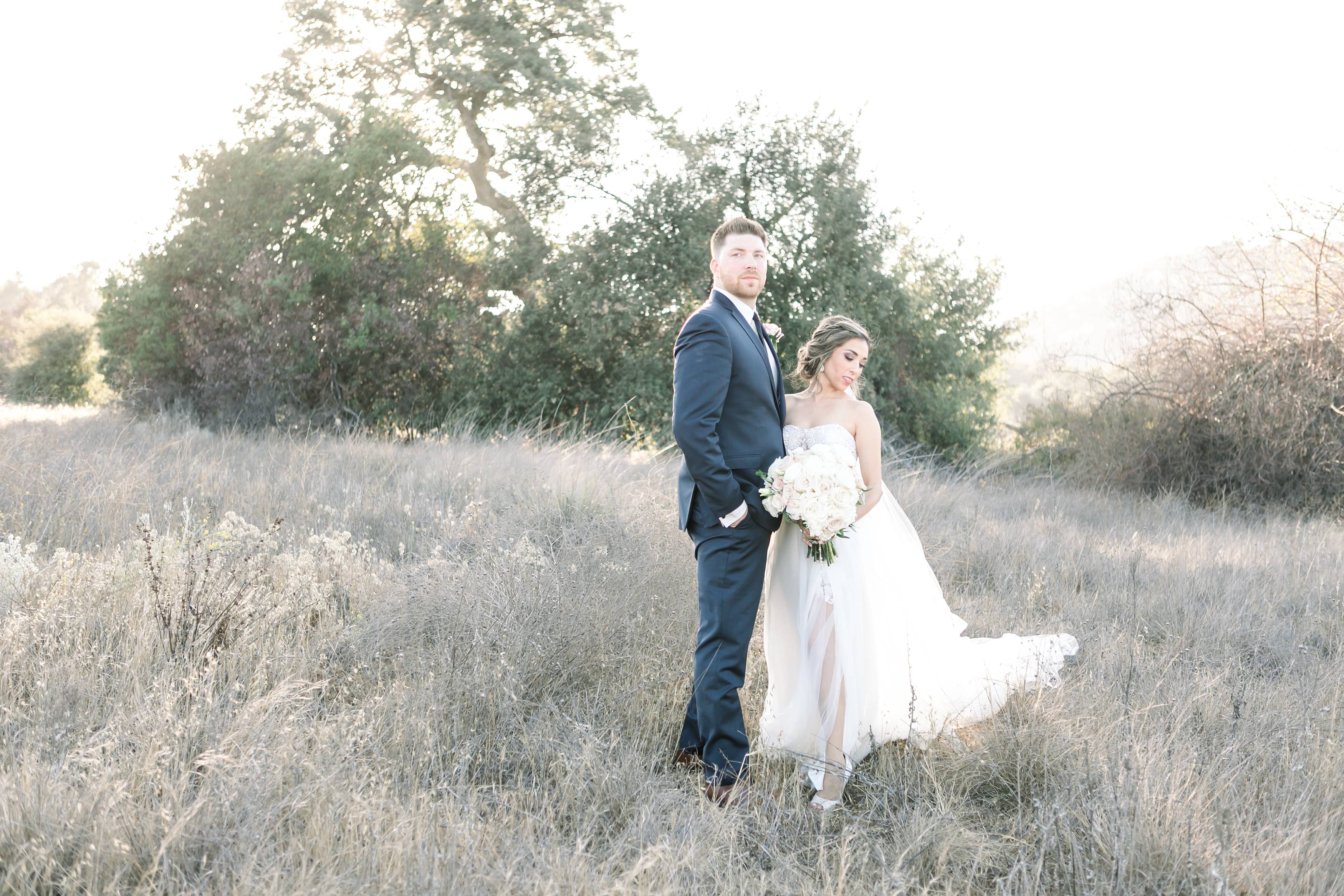 Bride and groom portraits at Forever and Always Farm wedding venue in Temecula California