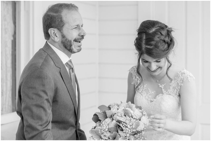 black and white father daughter first look laughing bride Green Gables Estate weddings Carrie Mcguire photography Temecula San Diego wedding photographer Temecula winery photographer wedding Temecula wedding photographer Carrie Mcguire photography romantic San Diego garden estate