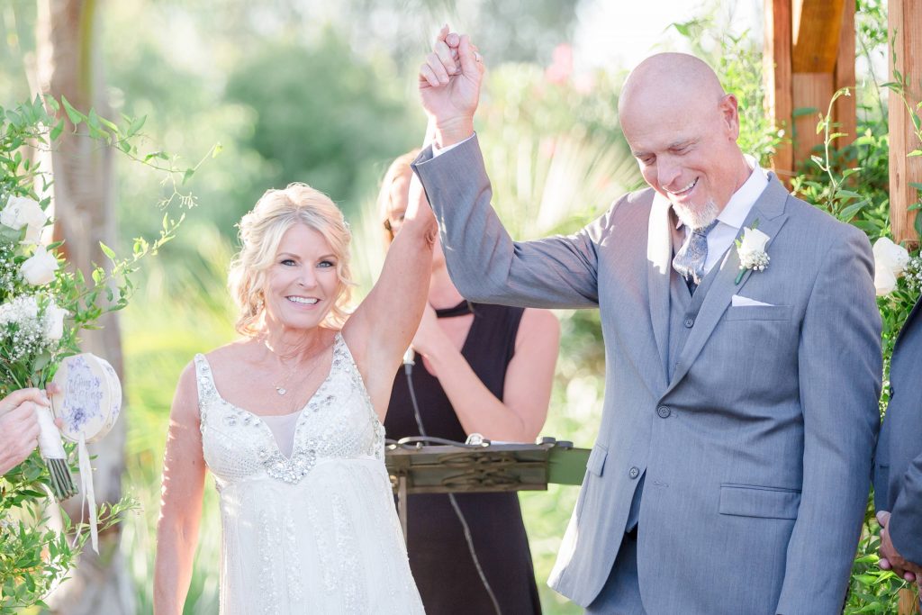 bride and groom after ceremony Meadowview backyard wedding Carrie McGuire Temecula wedding Photography 