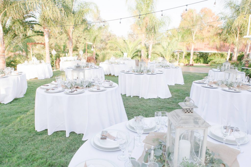 tables in back yard for wedding reception Meadowview backyard wedding Carrie McGuire Temecula wedding Photography 