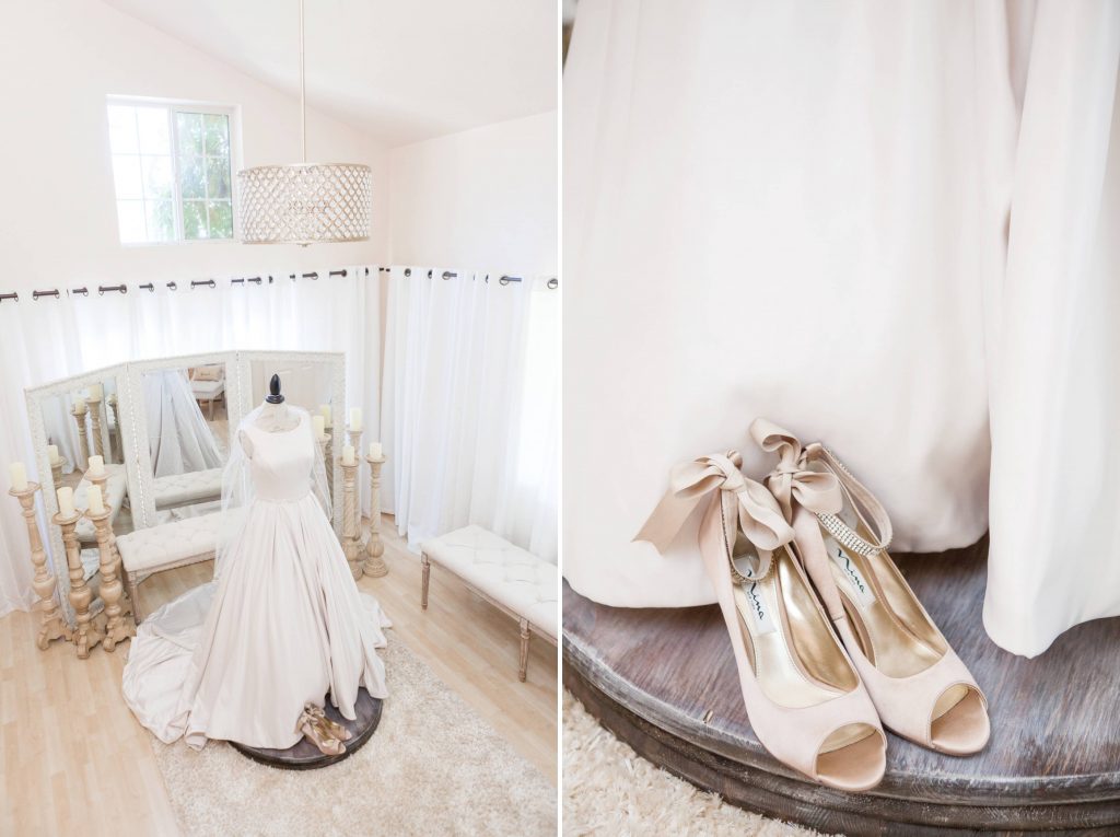 wedding gown and beautiful wedding shoes forever and always farm temecula wedding engagement photography Carrie McGuire photographer california