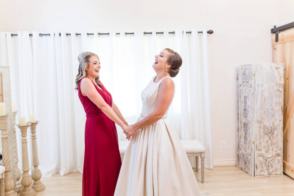 bride and maid of honor before ceremony forever and always farm temecula wedding engagement photography Carrie McGuire photographer california