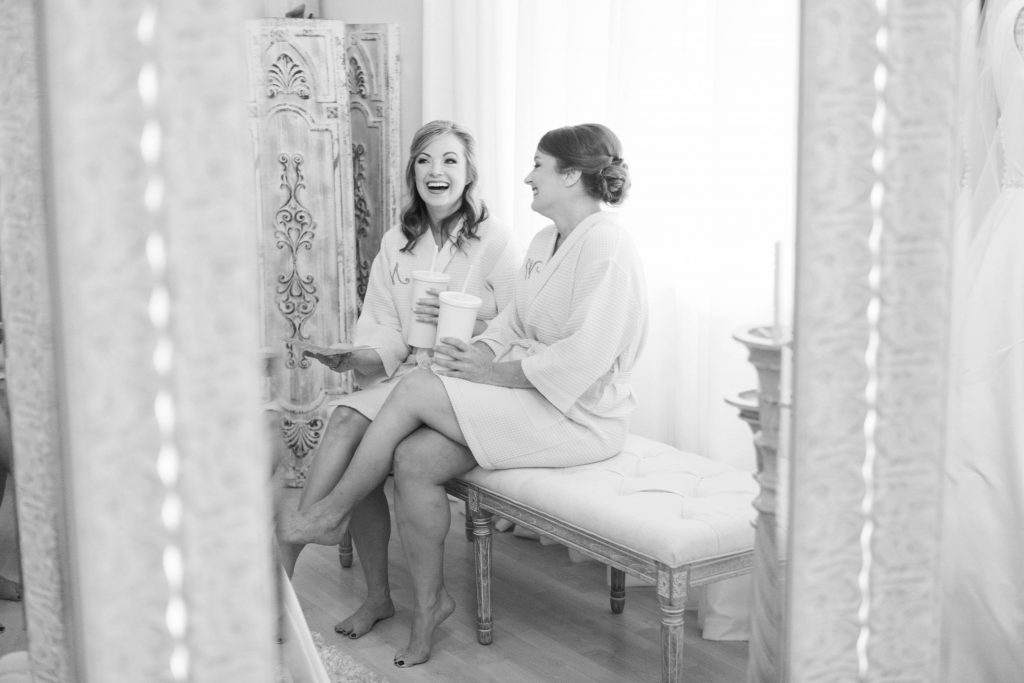 black and white photo of bride and maid of honor forever and always farm temecula wedding engagement photography Carrie McGuire photographer california