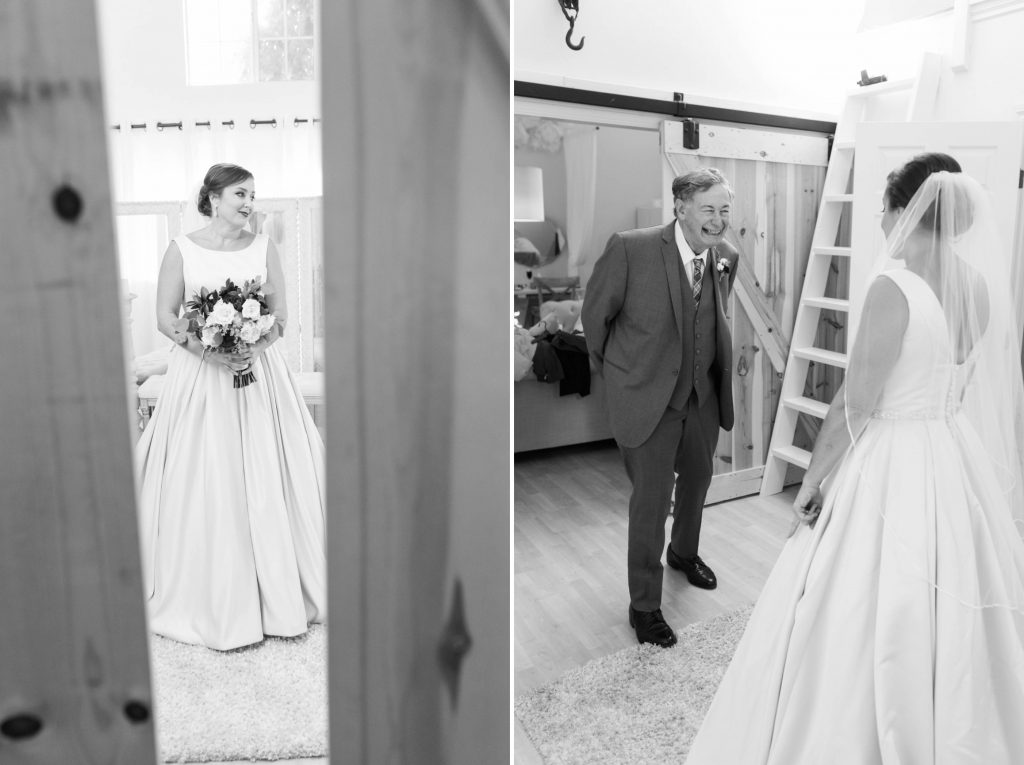 black and white photo of bride and father of the bride forever and always farm temecula wedding engagement photography Carrie McGuire photographer california