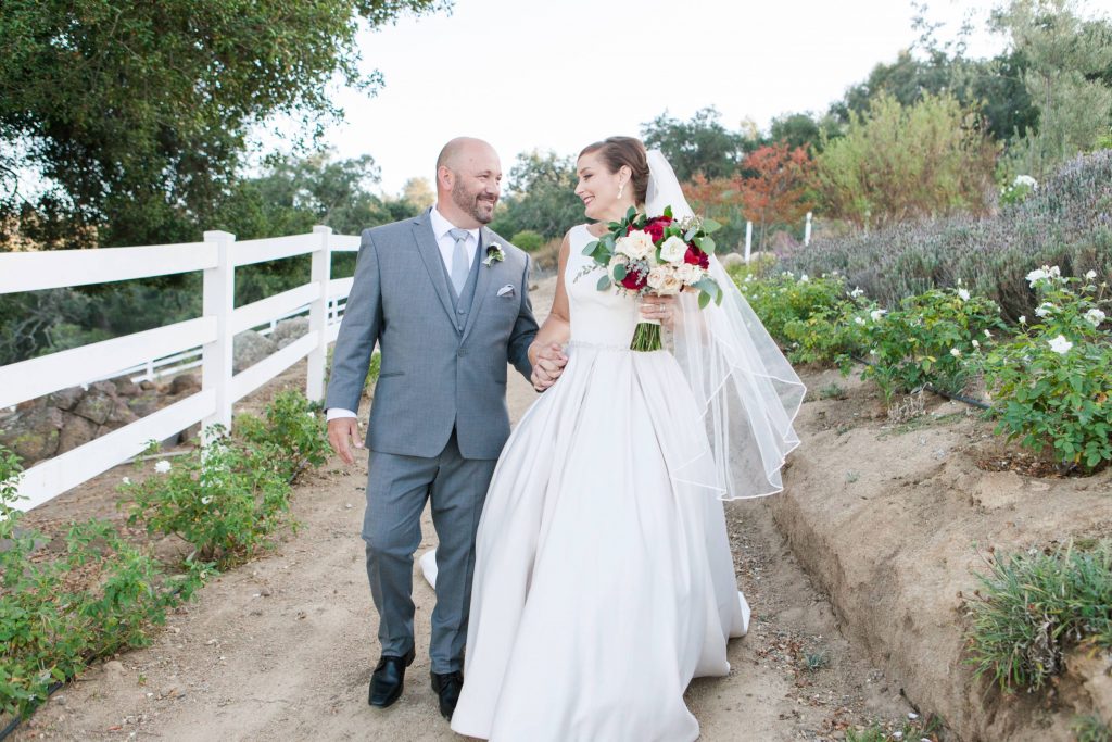 bride and groom newlyweds walking together forever and always farm temecula wedding engagement photography Carrie McGuire photographer california