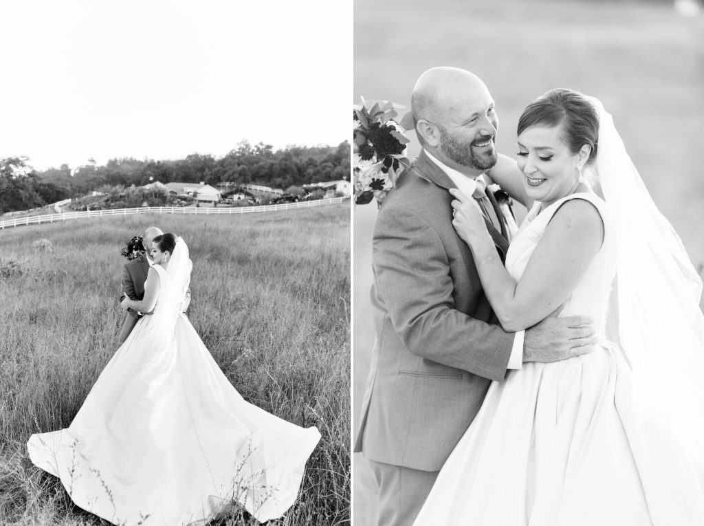 Black and white photo of happy bride and groom forever and always farm temecula wedding engagement photography Carrie McGuire photographer california