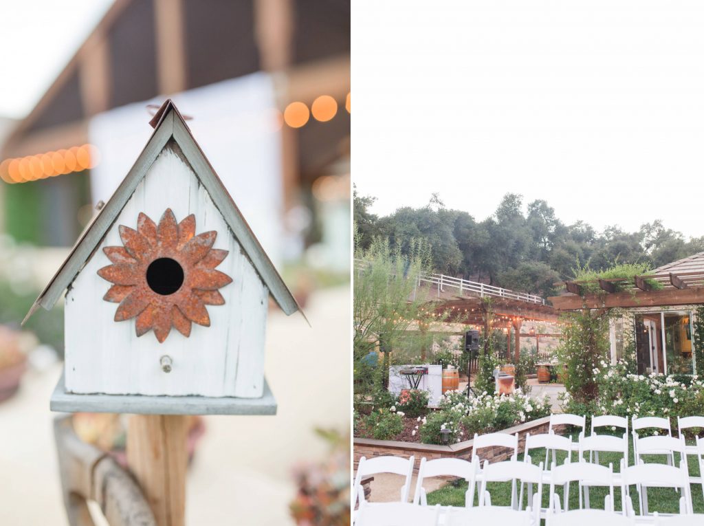adorable bird house and wedding ceremony seating forever and always farm temecula wedding engagement photography Carrie McGuire photographer california