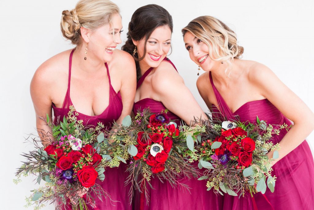 bridesmaids with bouquets Shadow Ridge Golf Club Temecula California wedding engagement maternity photography Carrie McGuire photographer California