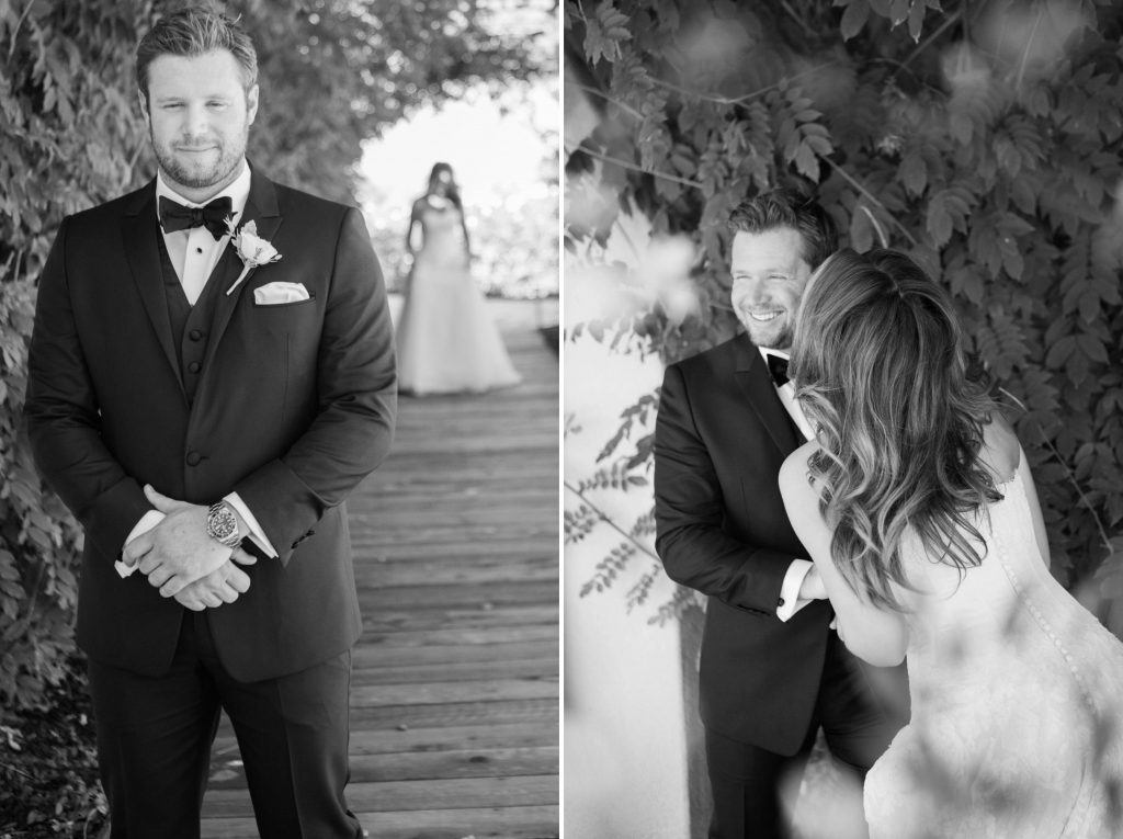 black and white photograph bride and groom first look forever and always farm temecula wedding engagement photography Carrie McGuire photographer california