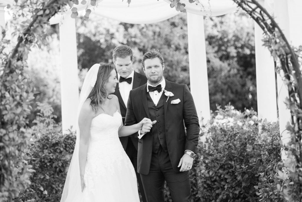 Black and white photograph of newlyweds forever and always farm temecula wedding engagement photography Carrie McGuire photographer california
