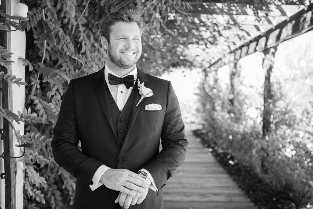 handsome groom before ceremony durring first look forever and always farm temecula wedding engagement photography Carrie McGuire photographer california