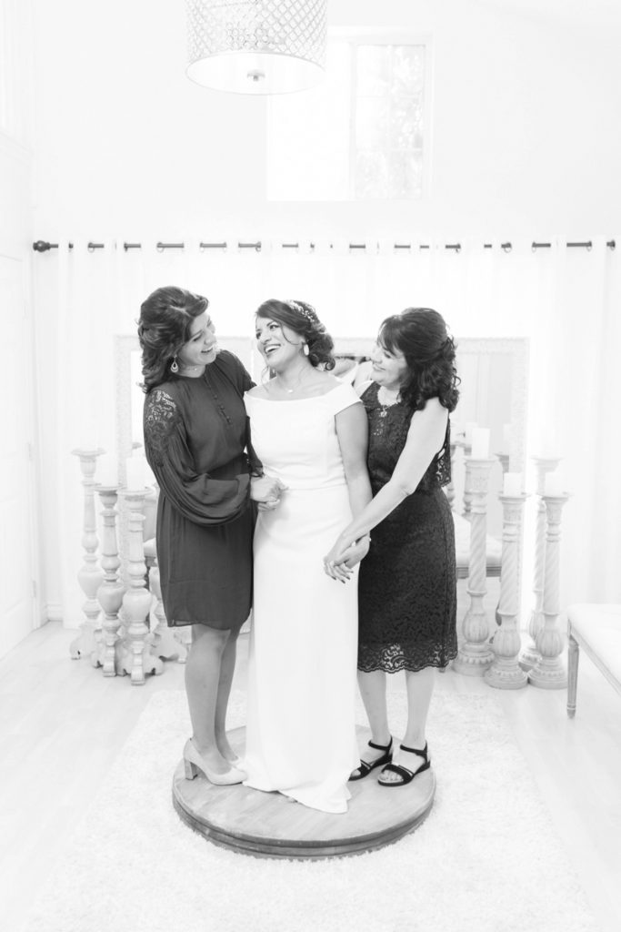 black and white photo of bride and mother Forever and always farm Temecula California wedding engagement family maternity photography Carrie McGuire photographer