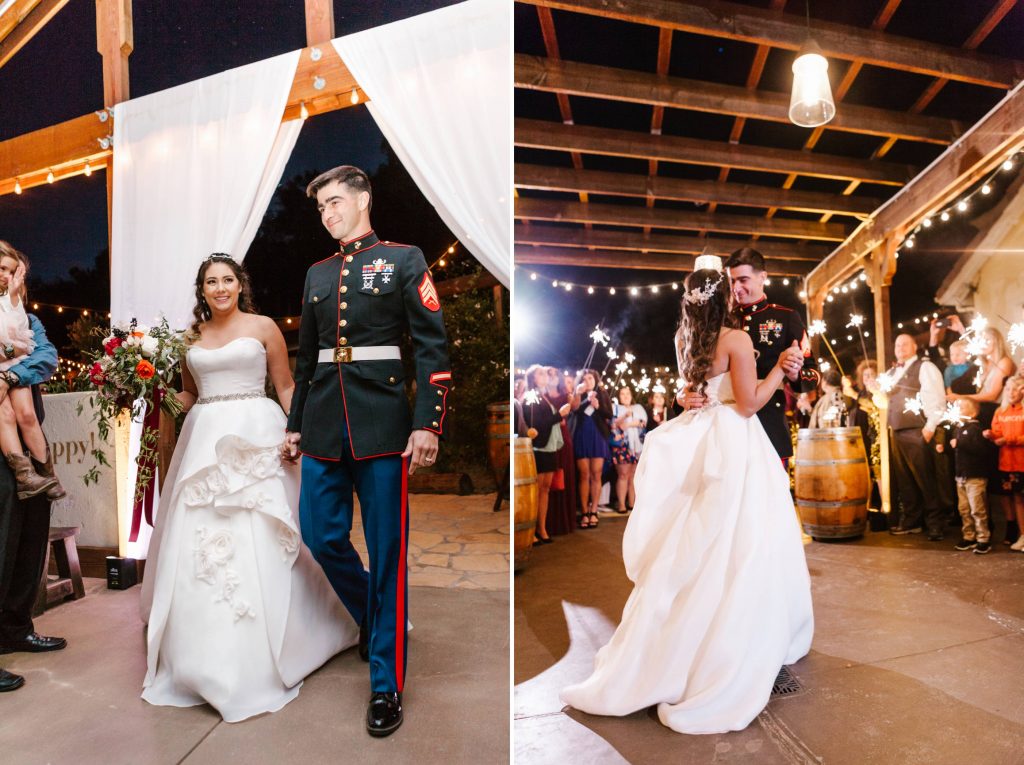 Marine wedding couple first dance at forever and always farm Temecula California wedding engagement family maternity photography Carrie McGuire photographer