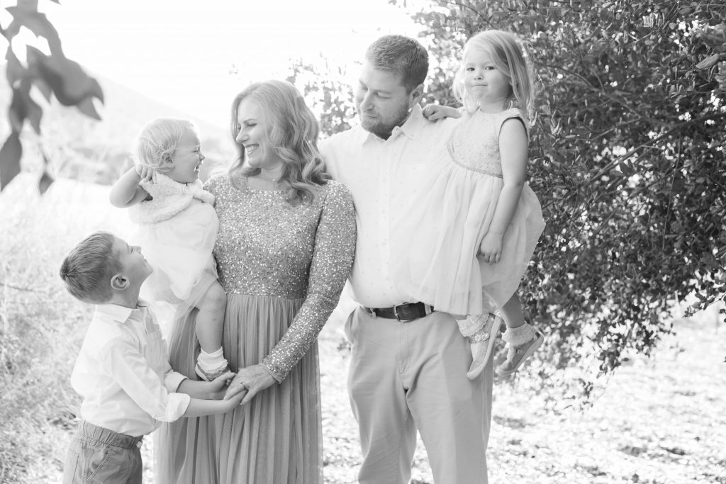 black and white photo of family Temecula California wedding engagement family maternity photography Carrie McGuire photographer