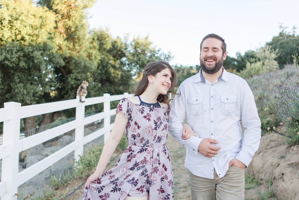 engaged couple taking a walk forever and always farm Temecula wedding photography engagement photos Carrie McGuire Photographer