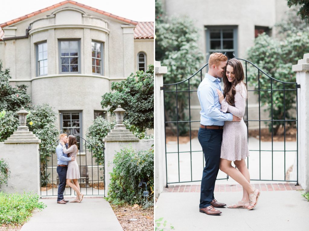engaged couple at clairmont pomona college engagement session Temecula wedding photography engagement photos Carrie McGuire Photographer