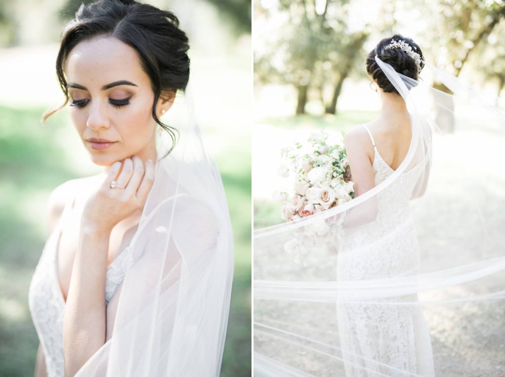 bridal make up and wedding dress with veil Temecula California wedding venues Orange County wedding engagement photography Carrie McGuire photographer California