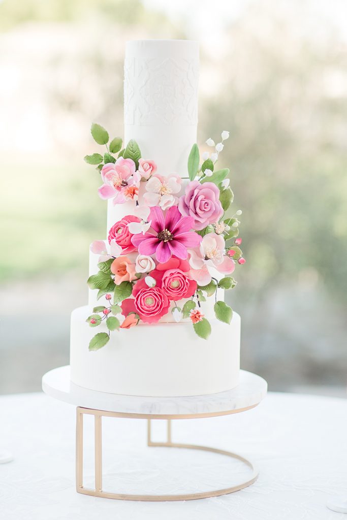 Wedding cake trends 2018 blush and white wedidng cake carrie mcguire photography laura marie cakes Temecula California
