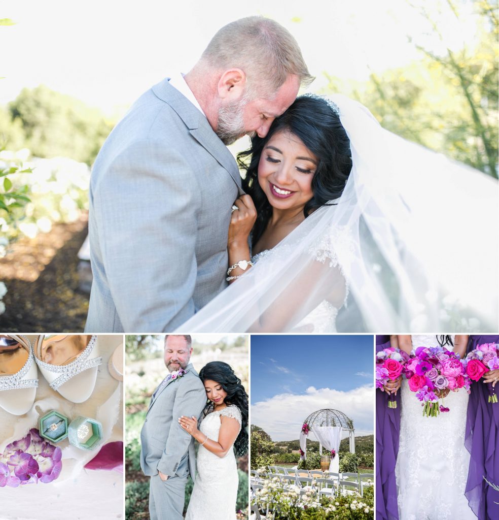 wedding couple collage photo at forever and always farm purple and white