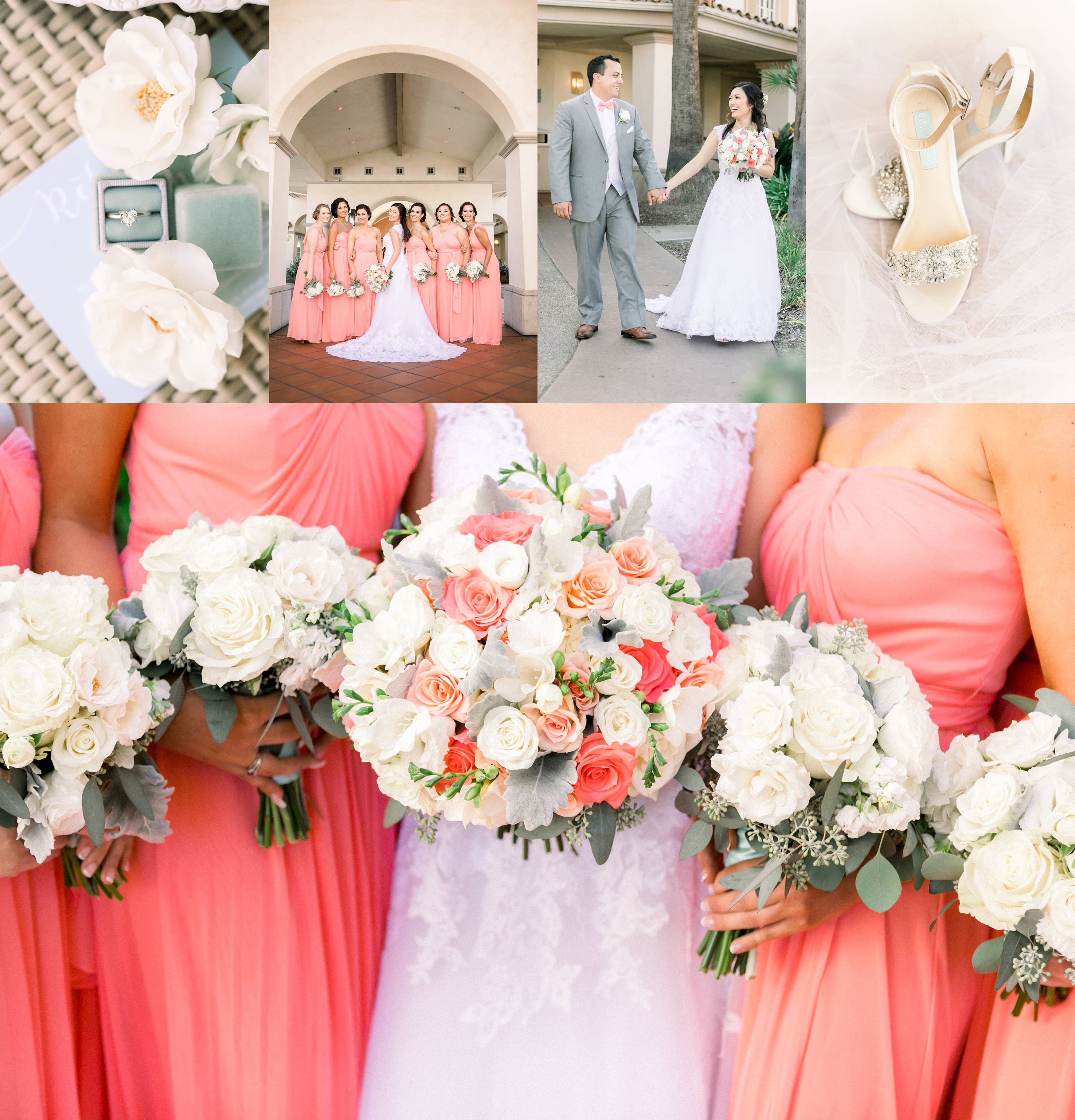 Coral and White wedding at Hilton Mission Bay in San Diego California