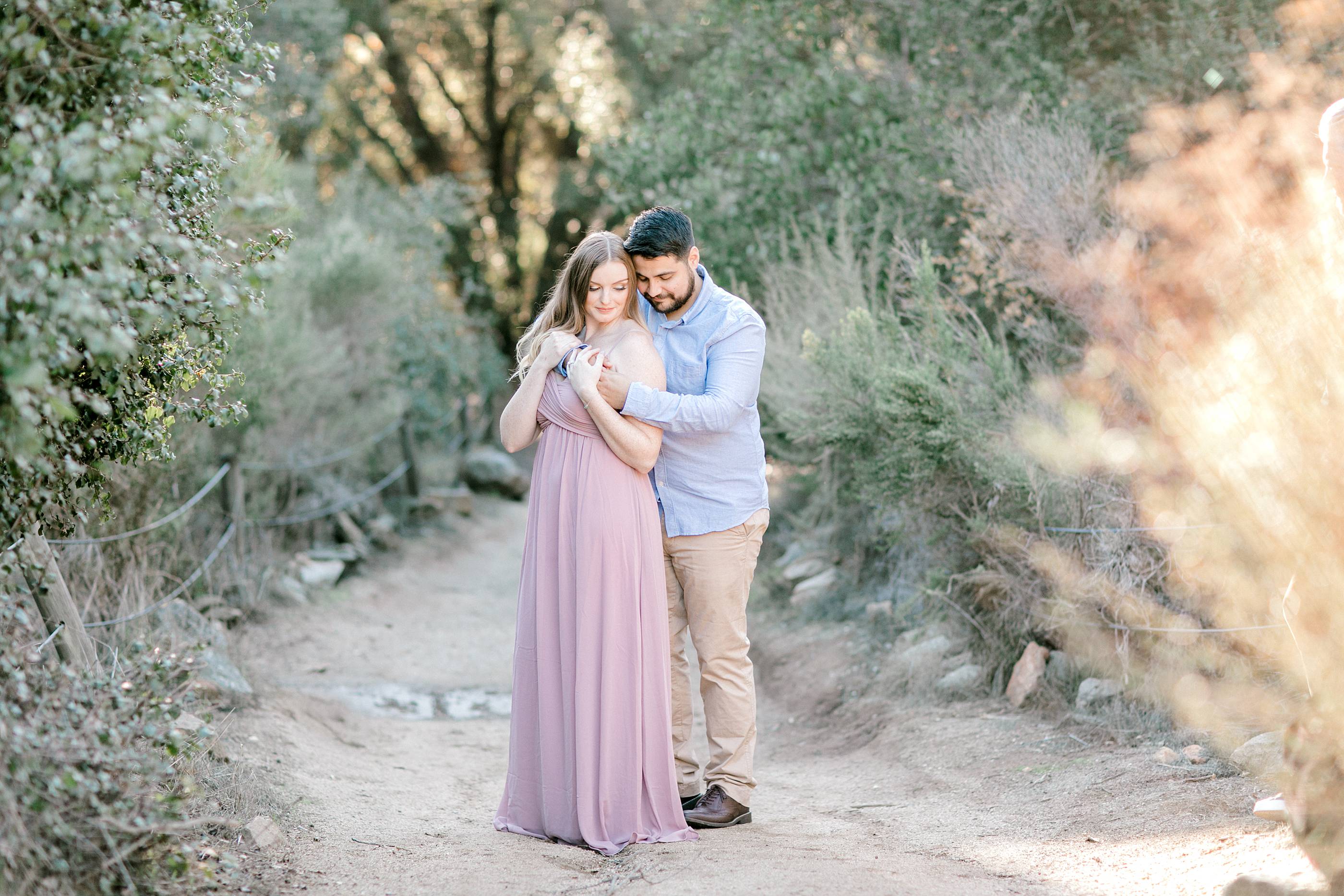 Mauve dress for Forest engagement session in Escondido California by Temecula wedding photographer Carrie Mcguire photography