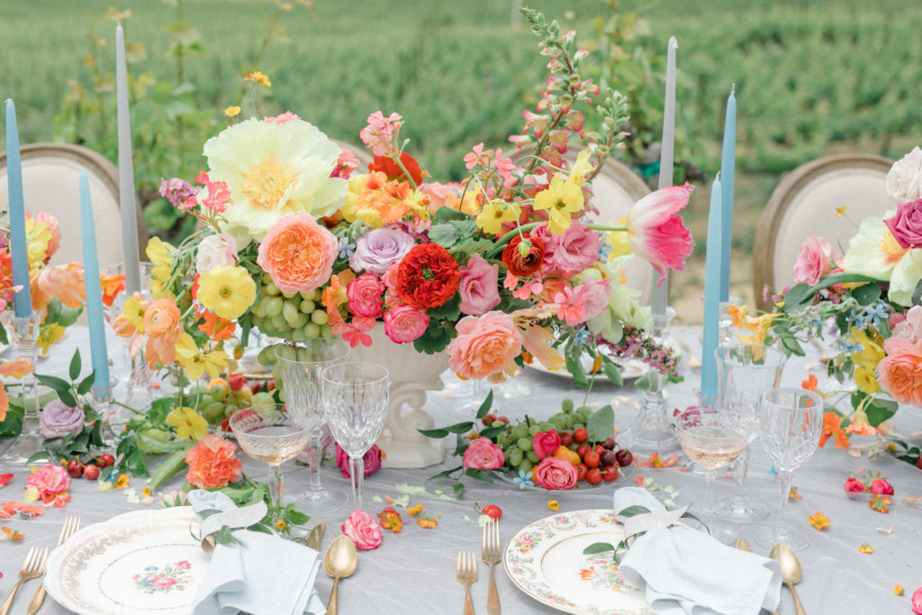 Callaway Winery Temecula wedding venue featured on style me pretty carrie McGuire photography  Tularosa flowers wedding tablescape